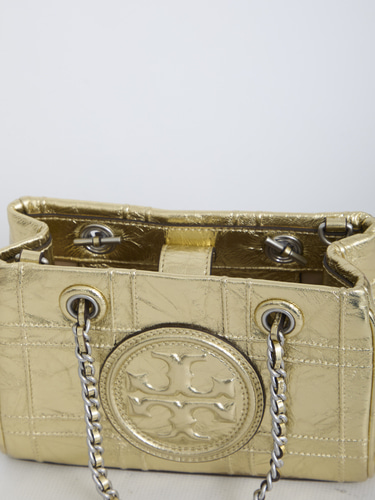 TORY BURCH Fleming Soft Metallic Quilt Mini Chain Tote bag 152480