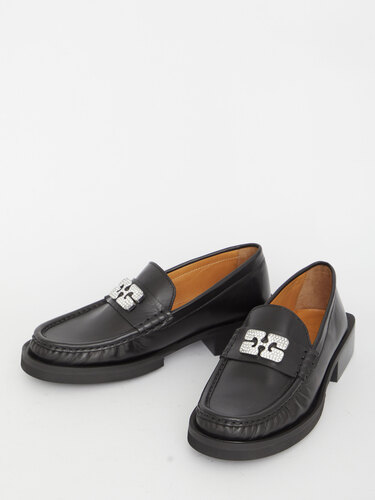 GANNI Black leather loafers S2124