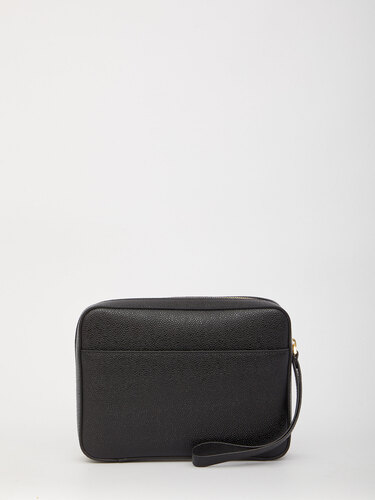THOM BROWNE Black leather pouch MAC067A