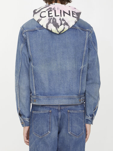 셀린느 Denim jacket with tie-dye hood 2Q660930F