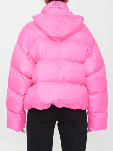 발렌시아가 Neon pink nylon puffer jacket 766612