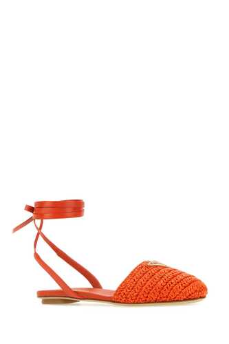 프라다 Orange raffia sandals / 1X139NF00570N F0049