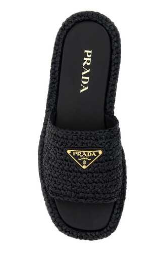 프라다 Black raffia slippers / 1XZ761F03570N F0002