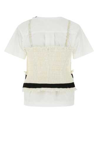 사카이 White polyester blend t-shirt / 2105738 151
