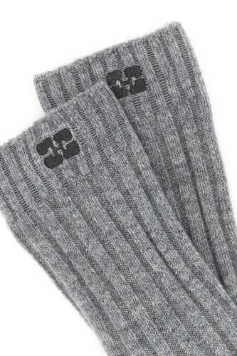 가니 Melange grey wool socks / A5297 523