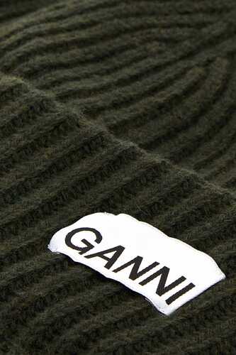 가니 Army green wool blend beanie hat  / A4429 861