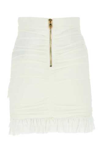 발망 White crepe mini skirt  / YF0LB655SB08 0KA