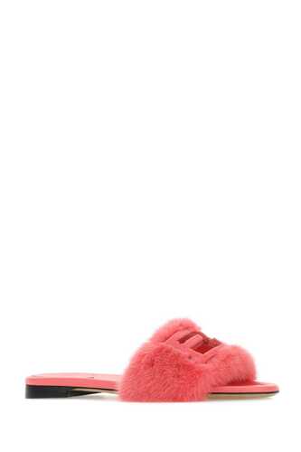 펜디 Pink fur Baguette slippers / 8R8136AKXP F1KES