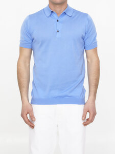 JOHN SMEDLEY Light-blue cotton polo shirt ADRIAN