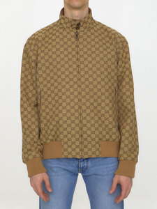 구찌 Leather and GG canvas reversible jacket 717009