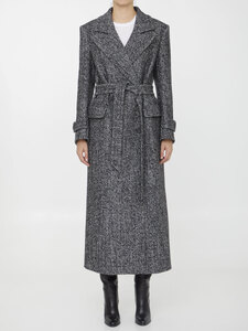 TAGLIATORE Long coat in herringbone wool JULIA
