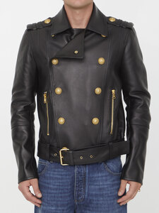 발망 Leather biker jacket BH1TD315LB24