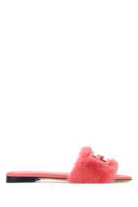 펜디 Pink fur Baguette slippers / 8R8136AKXP F1KES