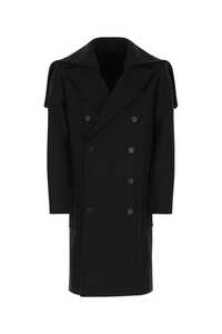 발망 Black wool blend coat / YH1UB003WB06 0PA