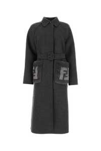 펜디 Dark grey wool blend coat / FF9013A5HD F1M2T
