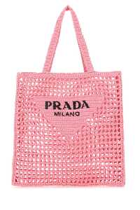 프라다 Pink raffia shopping bag / 1BG3932A2T F0442