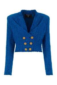 발망 Electric blue tweed blazer / BF0SD075XF91 6KH