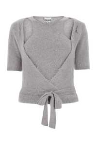 가니 Grey stretch alpaca blend sweater / K1965 523