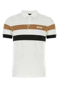 BOSS White stretch polyester polo / 50494525 100