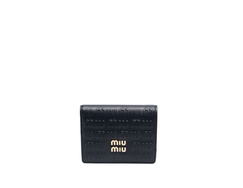 미우미우 엠보 로고 반지갑 블랙 5MV204/2F5X