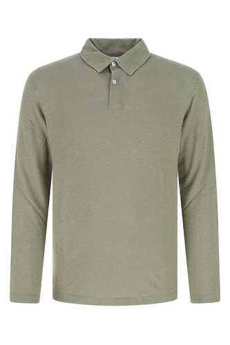 HARTFORD Sage green linen polo shirt / AX86309 06