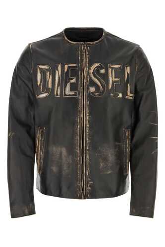 디젤 Black leather L-MET jacket  / A117000KKAV 9XX
