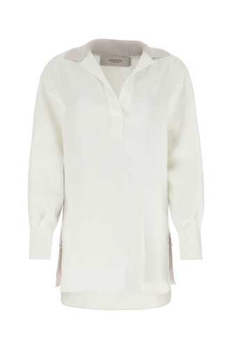 AGNONA White hemp blend blouse / TT0306YU3024 N01
