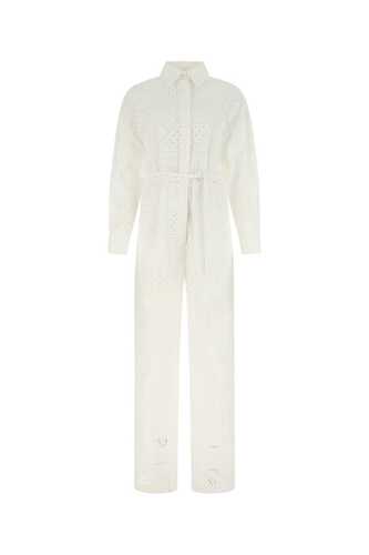 MSGM White cotton blend jumpsuit / 3242MDA254 02