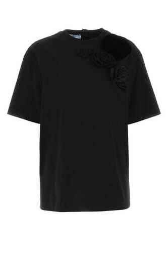프라다 Black cotton t-shirt / 3524BRS23113AN F0002