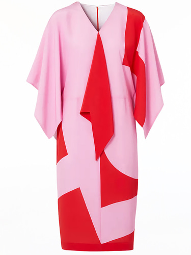 버버리 Red and pink crepe de chine silk dress 8046802
