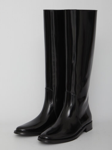 SAINT LAURENT Hunt boots in glazed leather 755237