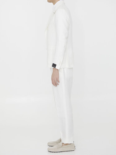 TAGLIATORE Two-piece suit in white linen 2SMC20K01