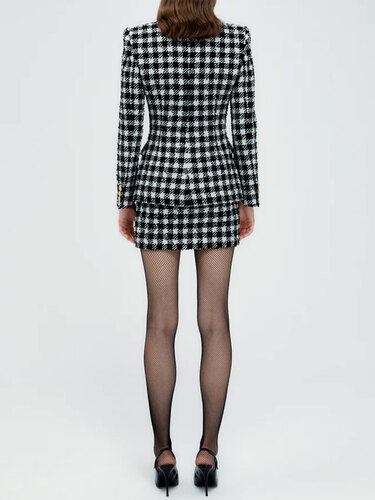 ALESSANDRA RICH Vichy tweed mini skirt FAB1441