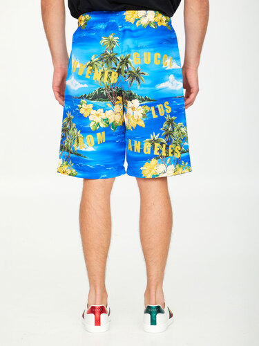 구찌 Printed nylon swim shorts 703548