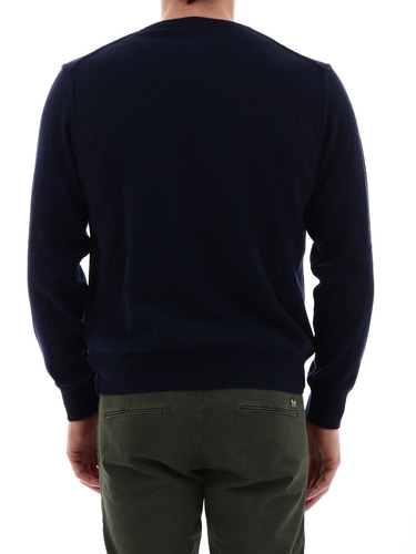 ARAN CASHMERE Blue sweater with V-neck 23969