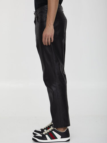 구찌 Shiny leather trousers 713487