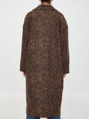 골든구스 Leopard print wool coat GWP00566
