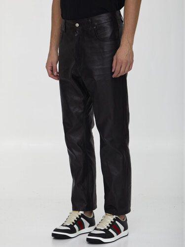 구찌 Shiny leather trousers 713487