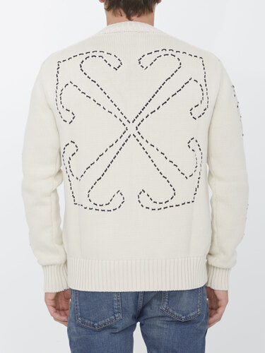 오프화이트 Stitch Arrow Diags sweater OMHE172F23KNI001