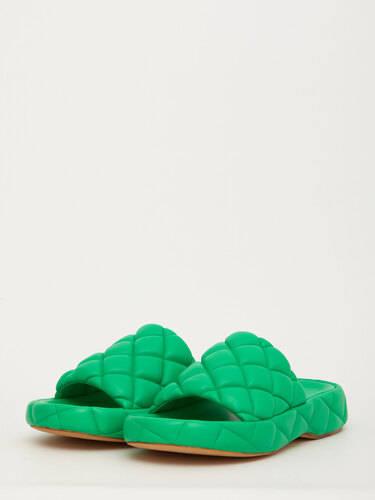 BOTTEGA VENETA Padded green sandals 709004