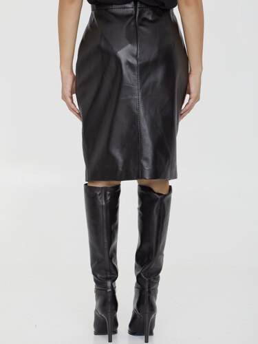 생로랑 Black leather skirt 764907