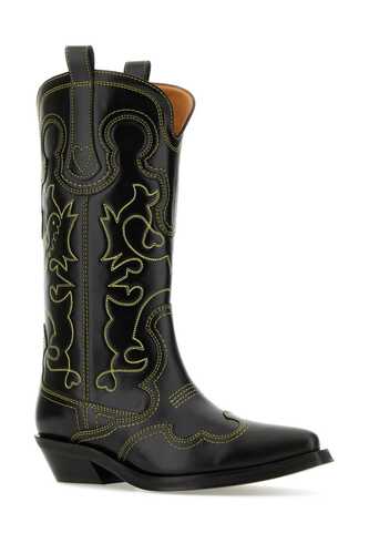 가니 Black leather boots  / S2169 099