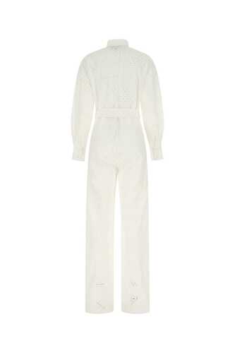MSGM White cotton blend jumpsuit / 3242MDA254 02