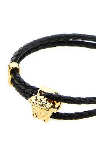베르사체 Black leather bracelet / DG05579DMTN D410