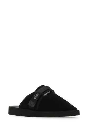 SUICOKE Black suede Zavo slippers / OG072MAB BLACK