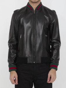 구찌 Leather bomber jacket 431343