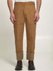 구찌 Beige trousers with GG cuff 730040