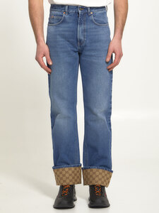 구찌 Denim trousers with GG cuff 730024
