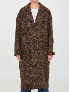 골든구스 Leopard print wool coat GWP00566