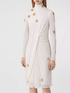 버버리 Silk viscose dress with gold stars 8046714
